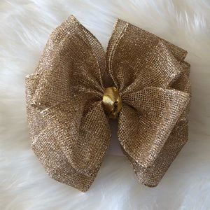 Gold Large Bow on alligator clip great 4 holidays